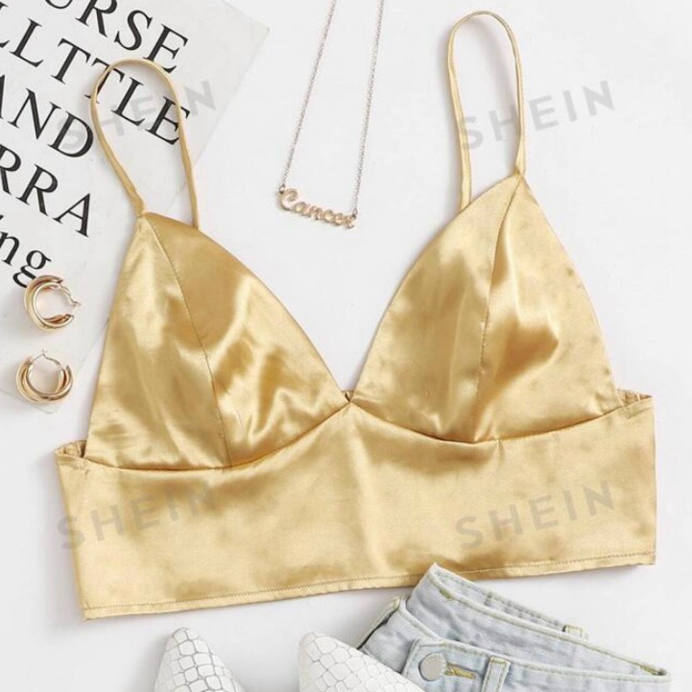 3/$10 🌸 NWT SHEIN Gold Satin Crop Top / Bralette